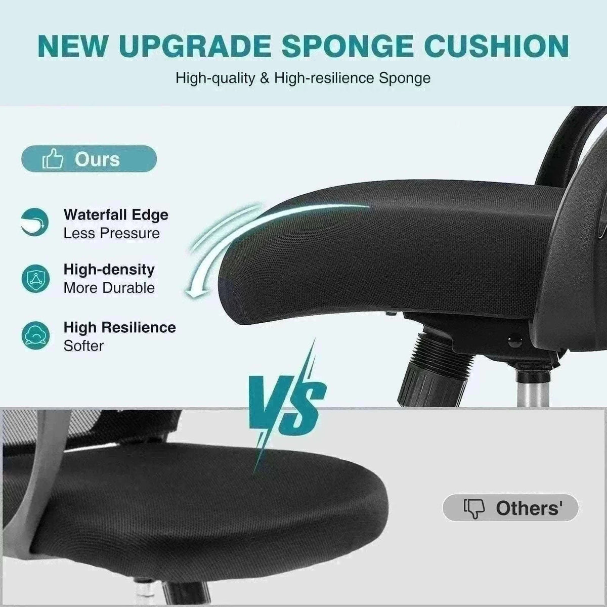 Ergonomic Mesh Office Chair with Lumbar Support & Adjustable Height-Short flip armrest / United States