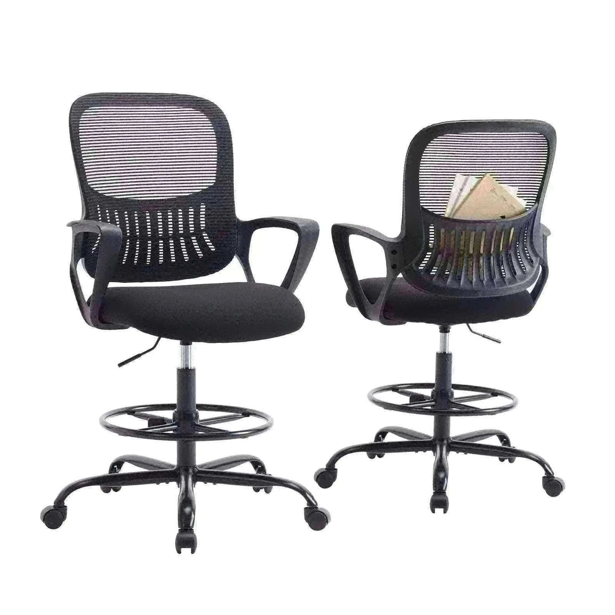 Ergonomic Mesh Office Chair with Lumbar Support & Adjustable Height-Short flip armrest / United States