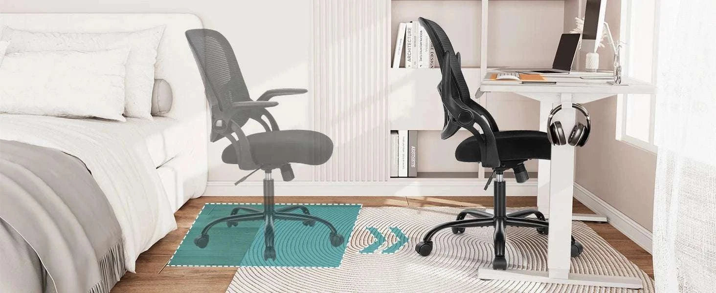 Ergonomic Mesh Office Chair with Lumbar Support & Adjustable Height-Short flip armrest / United States