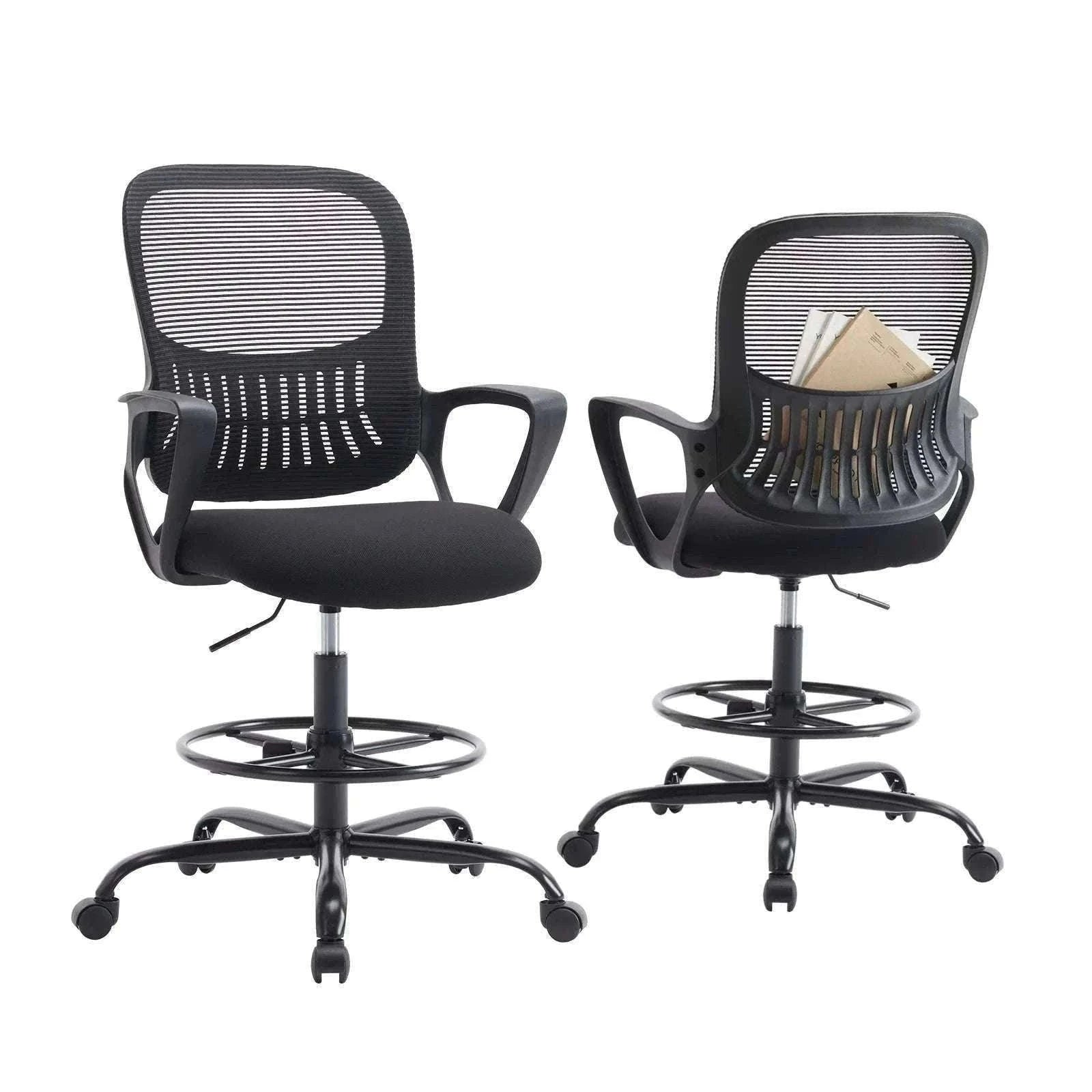 Ergonomic Mesh Office Chair with Lumbar Support & Adjustable Height-Short flip armrest / United States