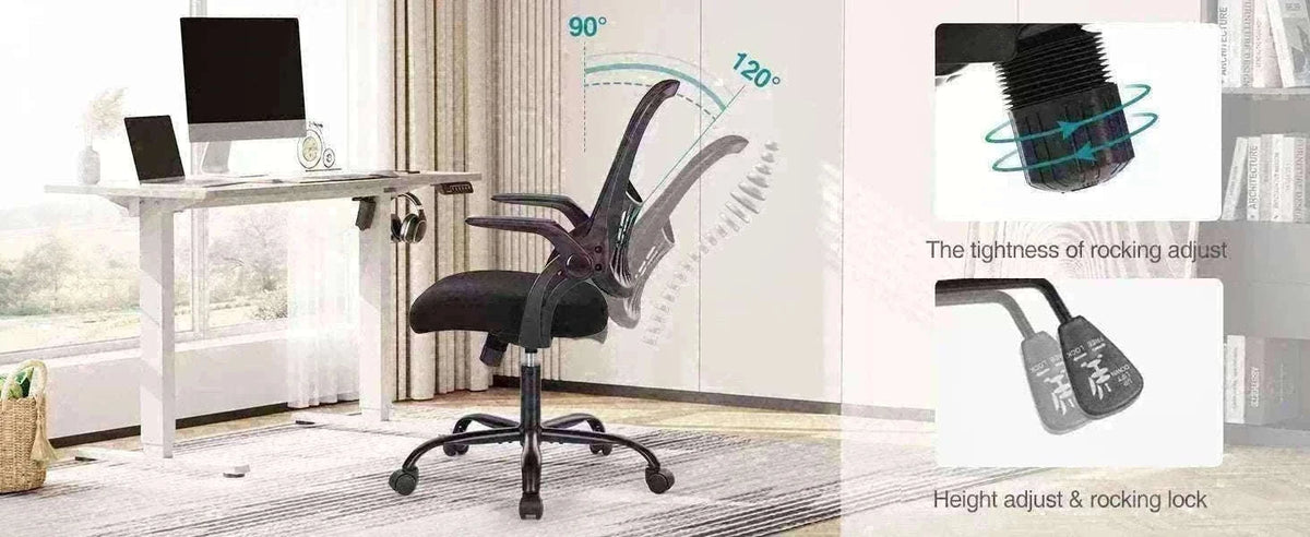 Ergonomic Mesh Office Chair with Lumbar Support & Adjustable Height-Short flip armrest / United States