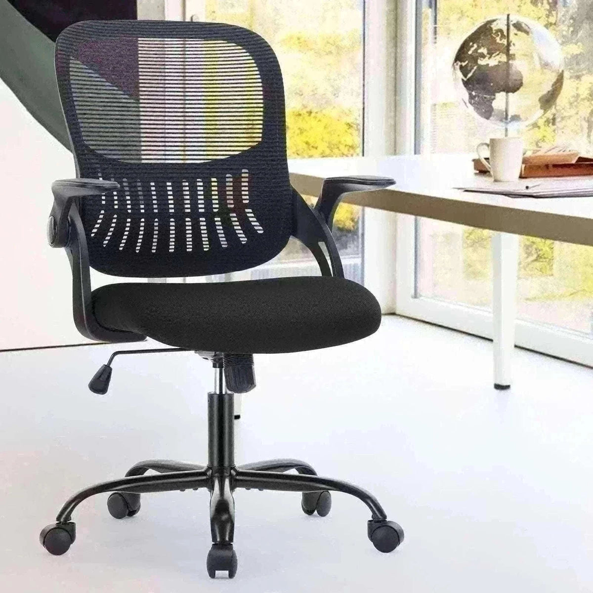 Ergonomic Mesh Office Chair with Lumbar Support & Adjustable Height-Short flip armrest / United States