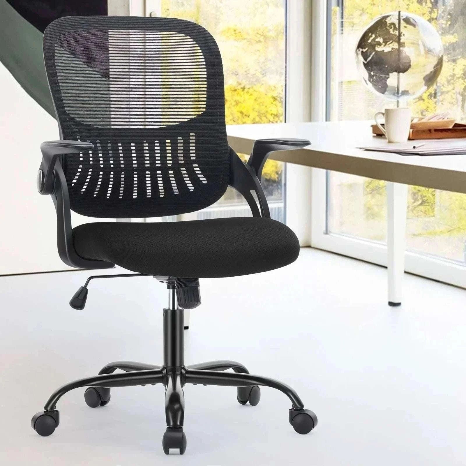 Ergonomic Mesh Office Chair with Lumbar Support & Adjustable Height-Short flip armrest / United States