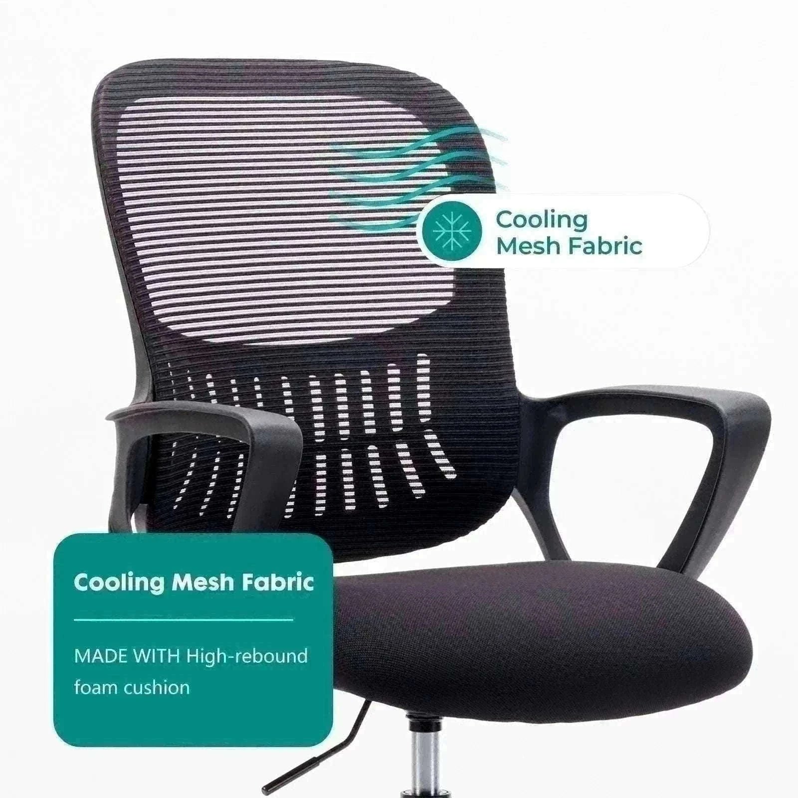 Ergonomic Mesh Office Chair with Lumbar Support & Adjustable Height-Short flip armrest / United States
