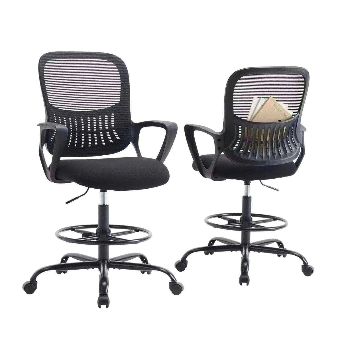 Ergonomic Mesh Office Chair with Lumbar Support & Adjustable Height-Short flip armrest / United States
