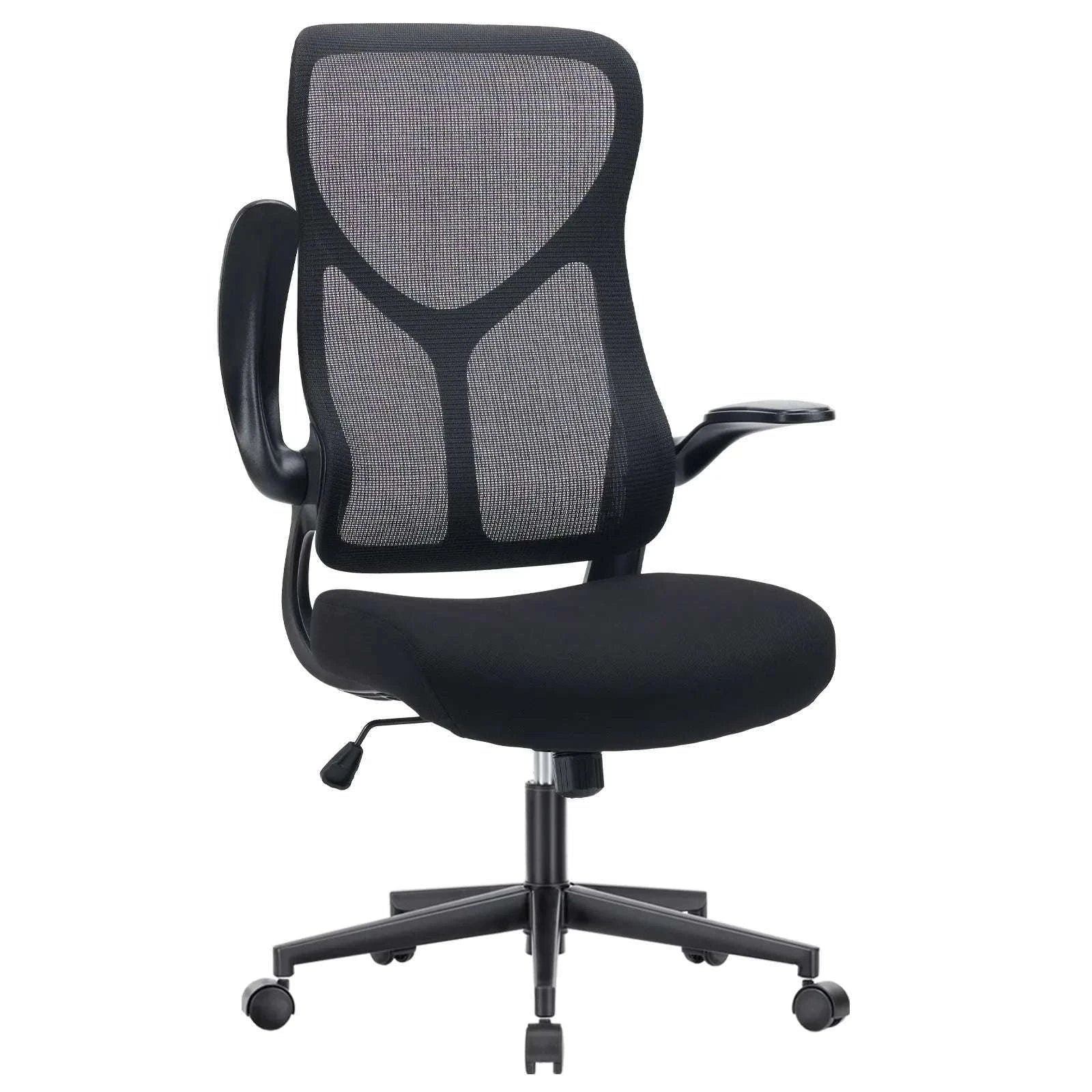 Ergonomic Mesh Office Chair with Lumbar Support & Flip-Up Arms-LIGHT GRAY / United States