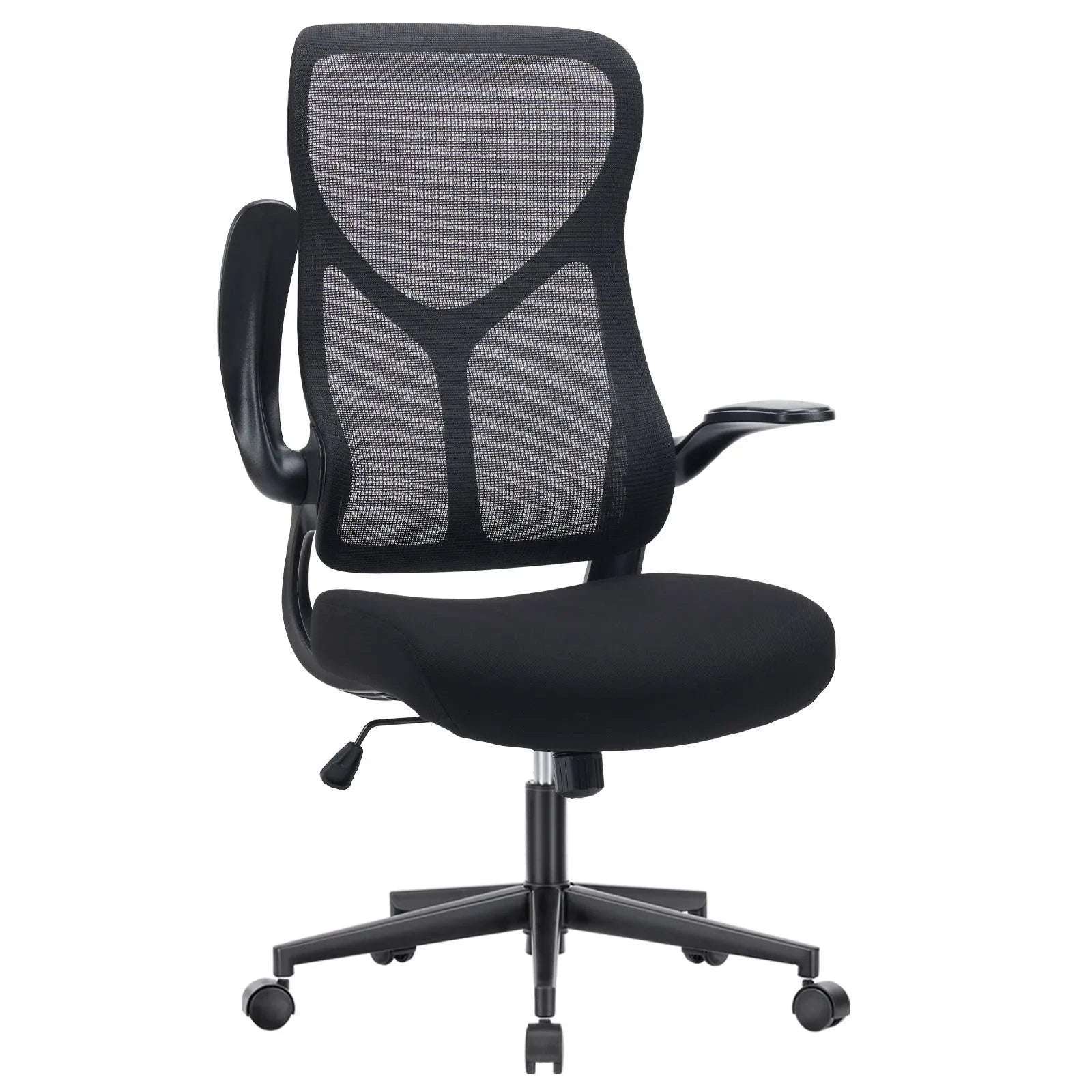 Ergonomic Mesh Office Chair with Lumbar Support & Flip-Up Arms-LIGHT GRAY / United States