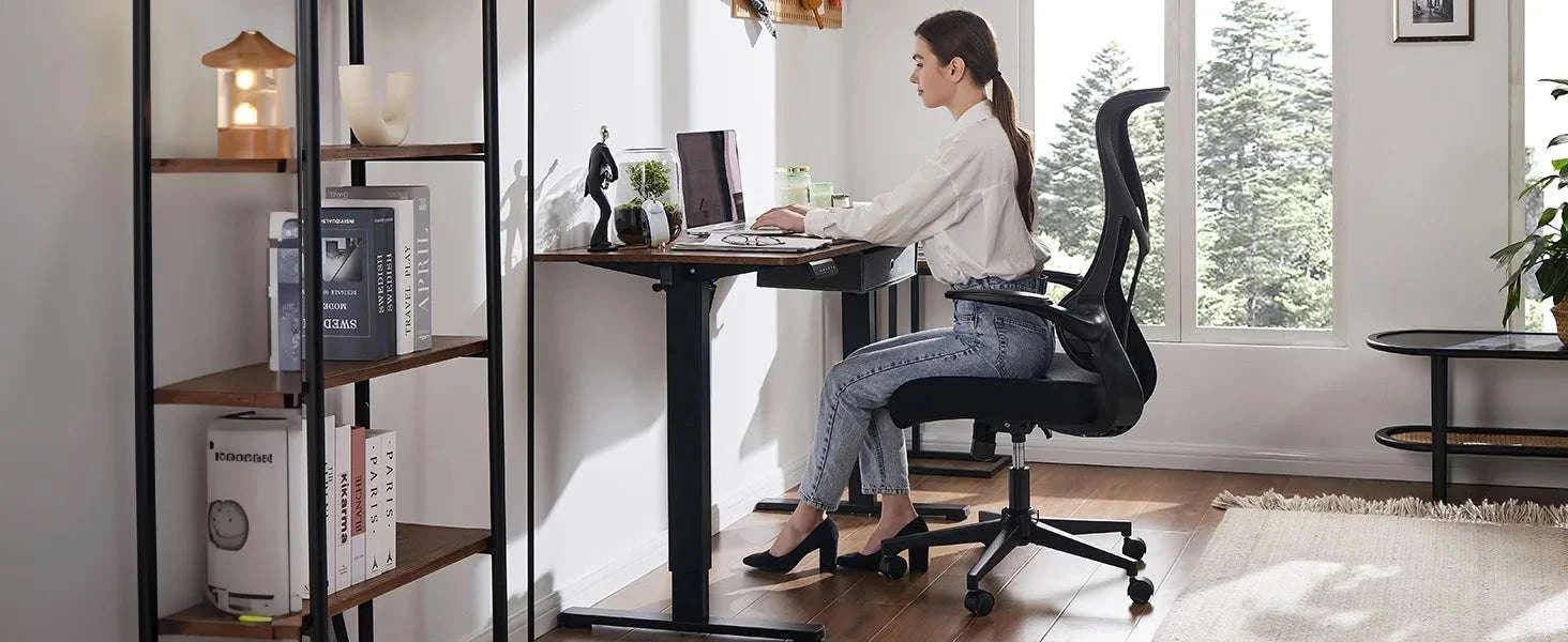 Ergonomic Mesh Office Chair with Lumbar Support & Flip-Up Arms-LIGHT GRAY / United States