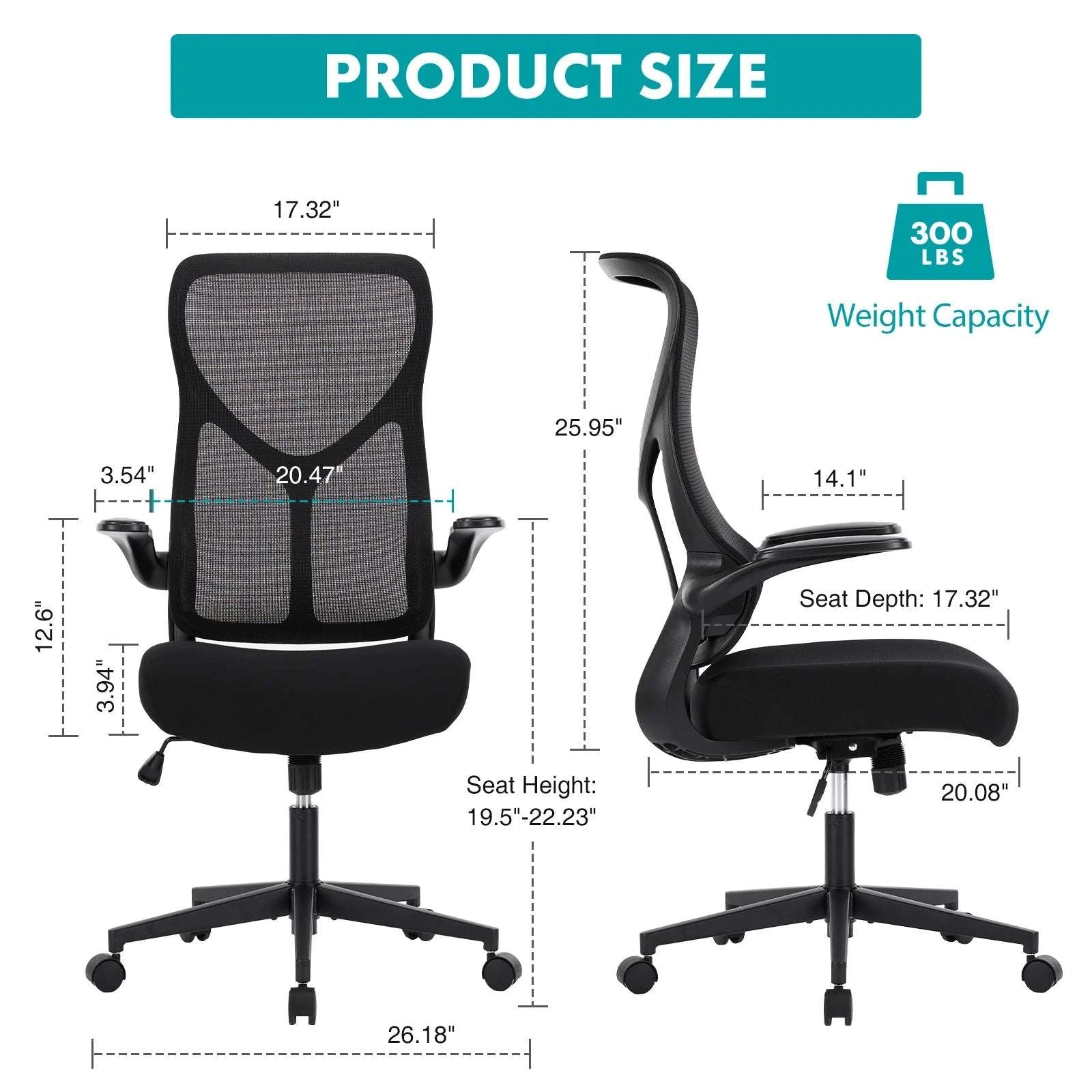 Ergonomic Mesh Office Chair with Lumbar Support & Flip-Up Arms-LIGHT GRAY / United States