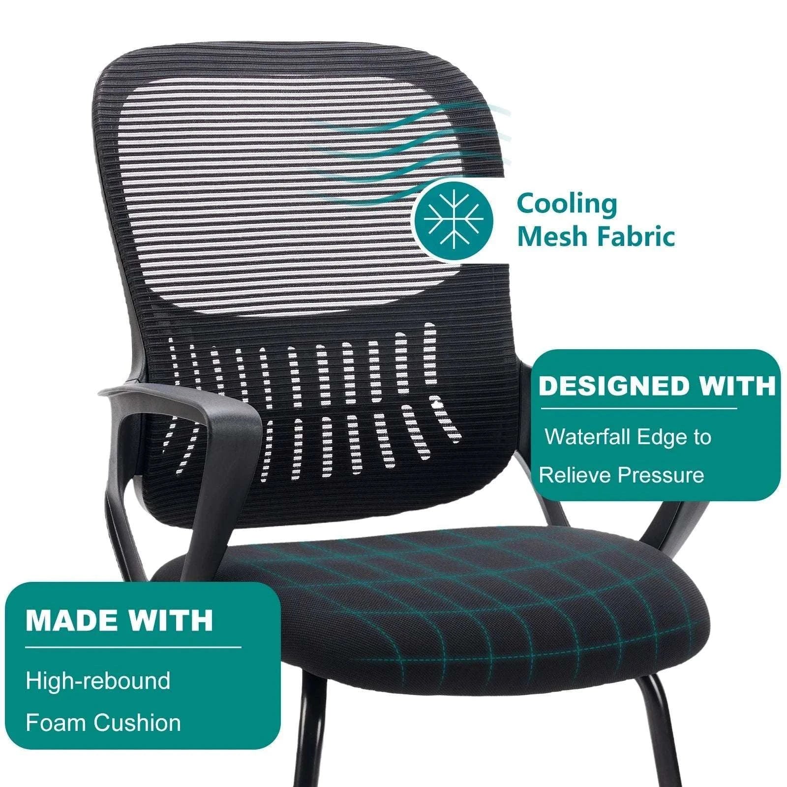 Ergonomic Office Chair No Wheels with Mesh Lumbar Support-Black 1-Pack / United States