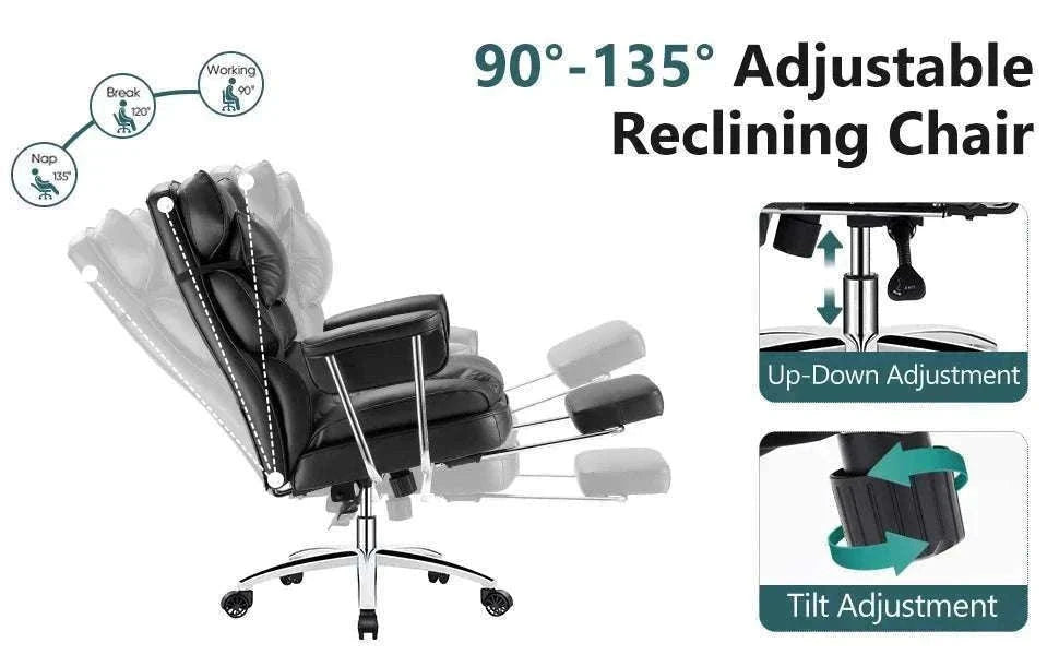 Ergonomic Office Chair with Footrest, Lumbar Support & Recline-Brown / United States