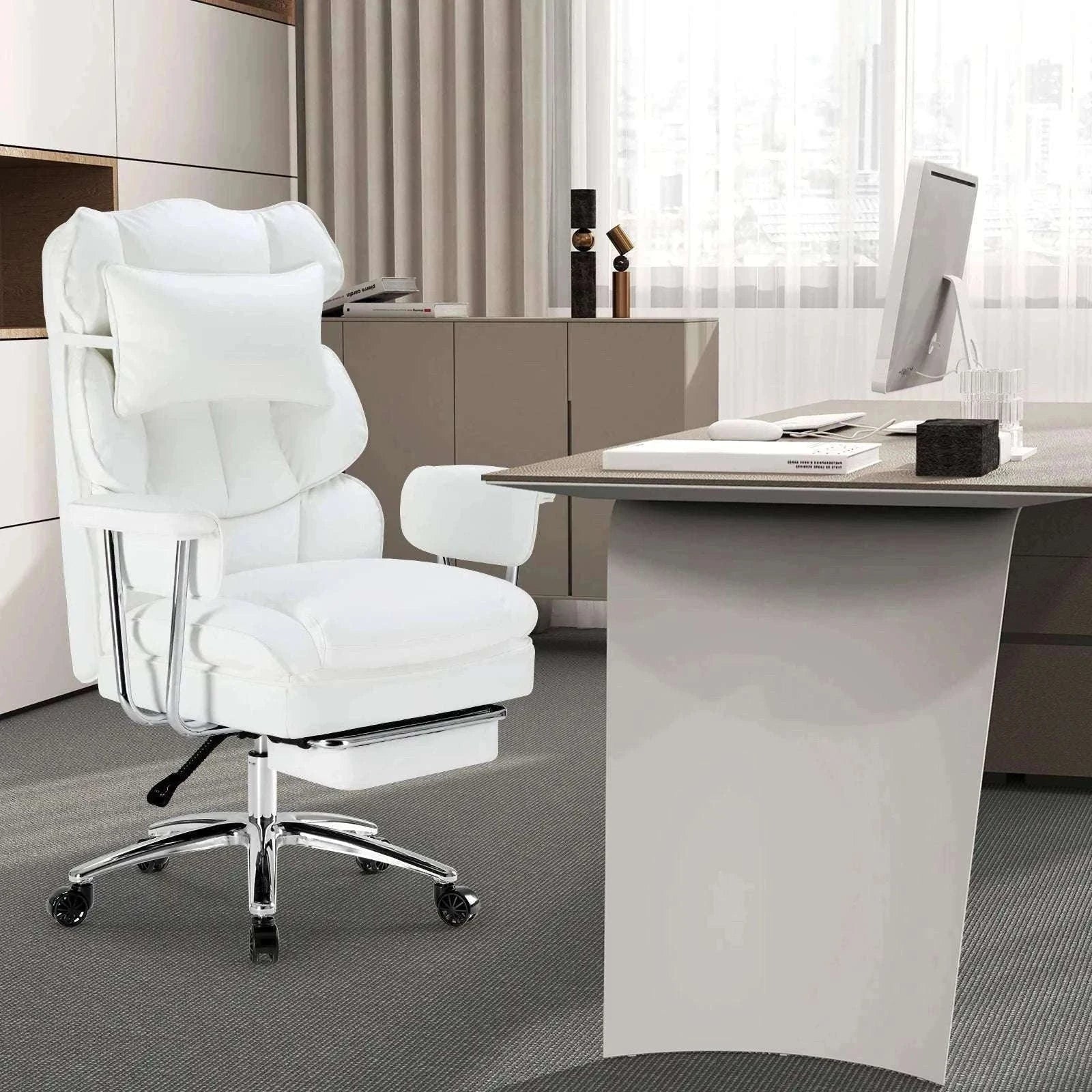 Ergonomic Office Chair with Footrest, Lumbar Support & Recline-Brown / United States
