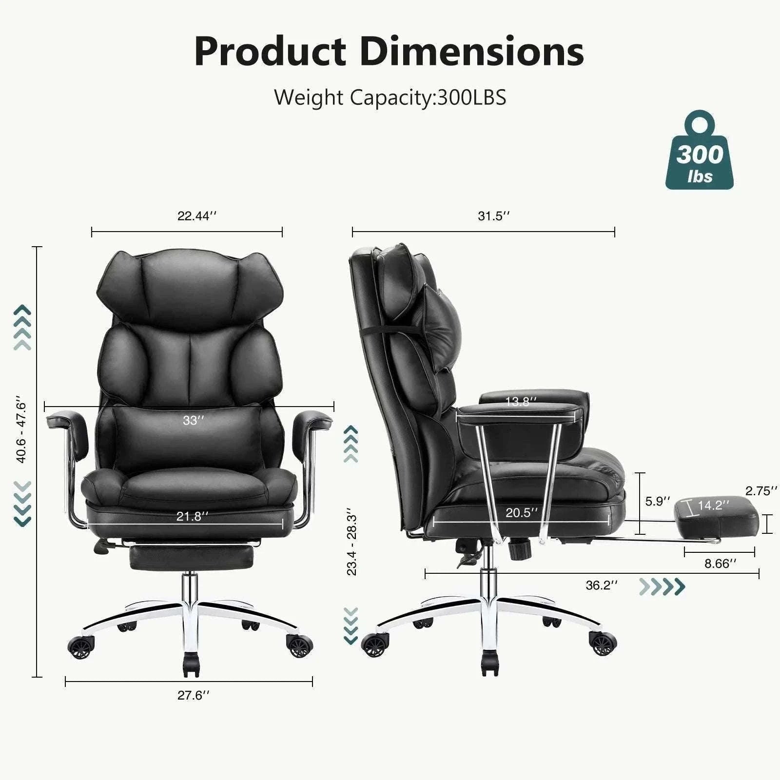 Ergonomic Office Chair with Footrest, Lumbar Support & Recline-Brown / United States