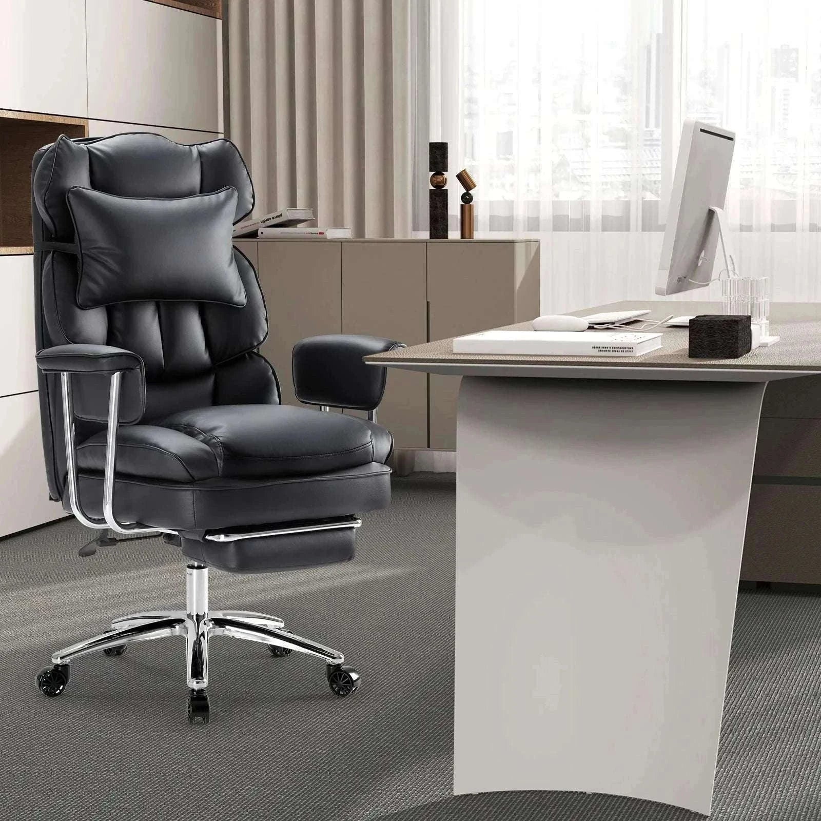 Ergonomic Office Chair with Footrest, Lumbar Support & Recline-Brown / United States