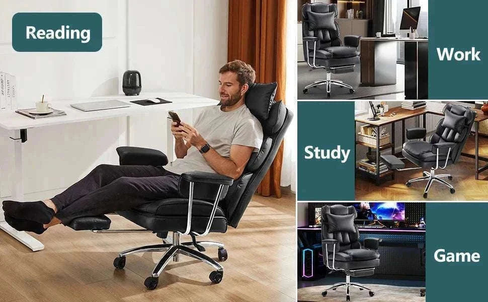 Ergonomic Office Chair with Footrest, Lumbar Support & Recline-Brown / United States