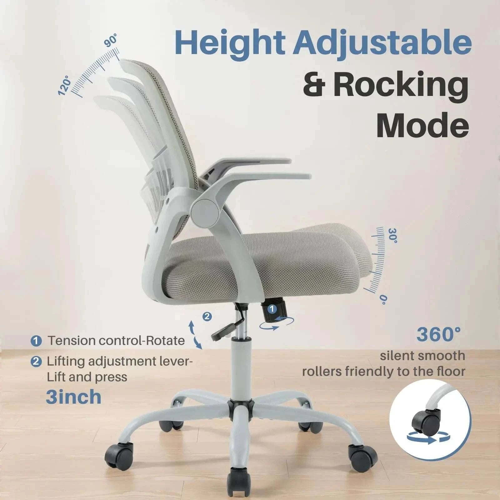 Ergonomic Office Chair with Lumbar Support, Swivel & Adjustable Height-black / United States
