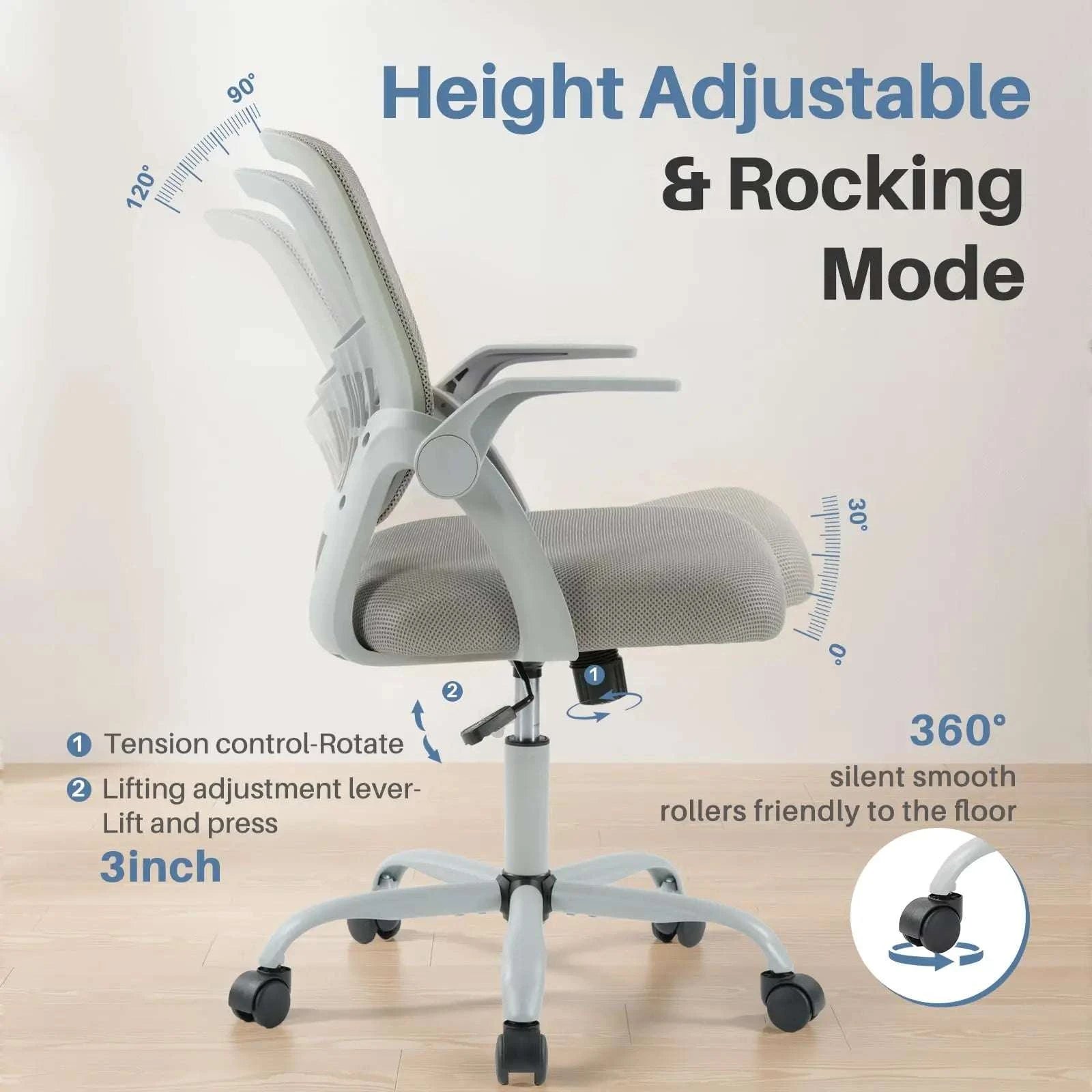 Ergonomic Office Chair with Lumbar Support, Swivel & Adjustable Height-black / United States