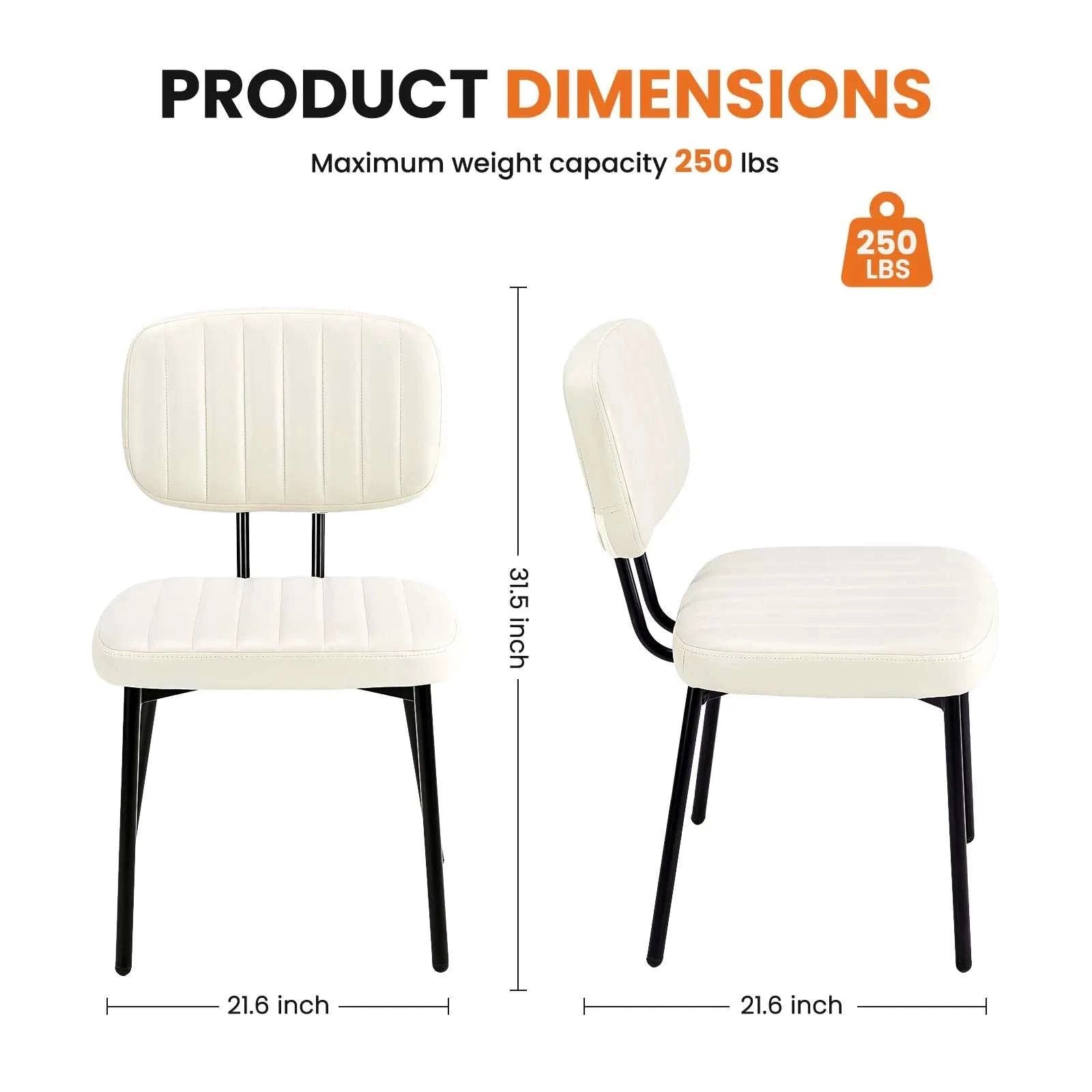 Ergonomic PU Leather Dining Chairs Set of 2 with Lumbar Support-black / United States