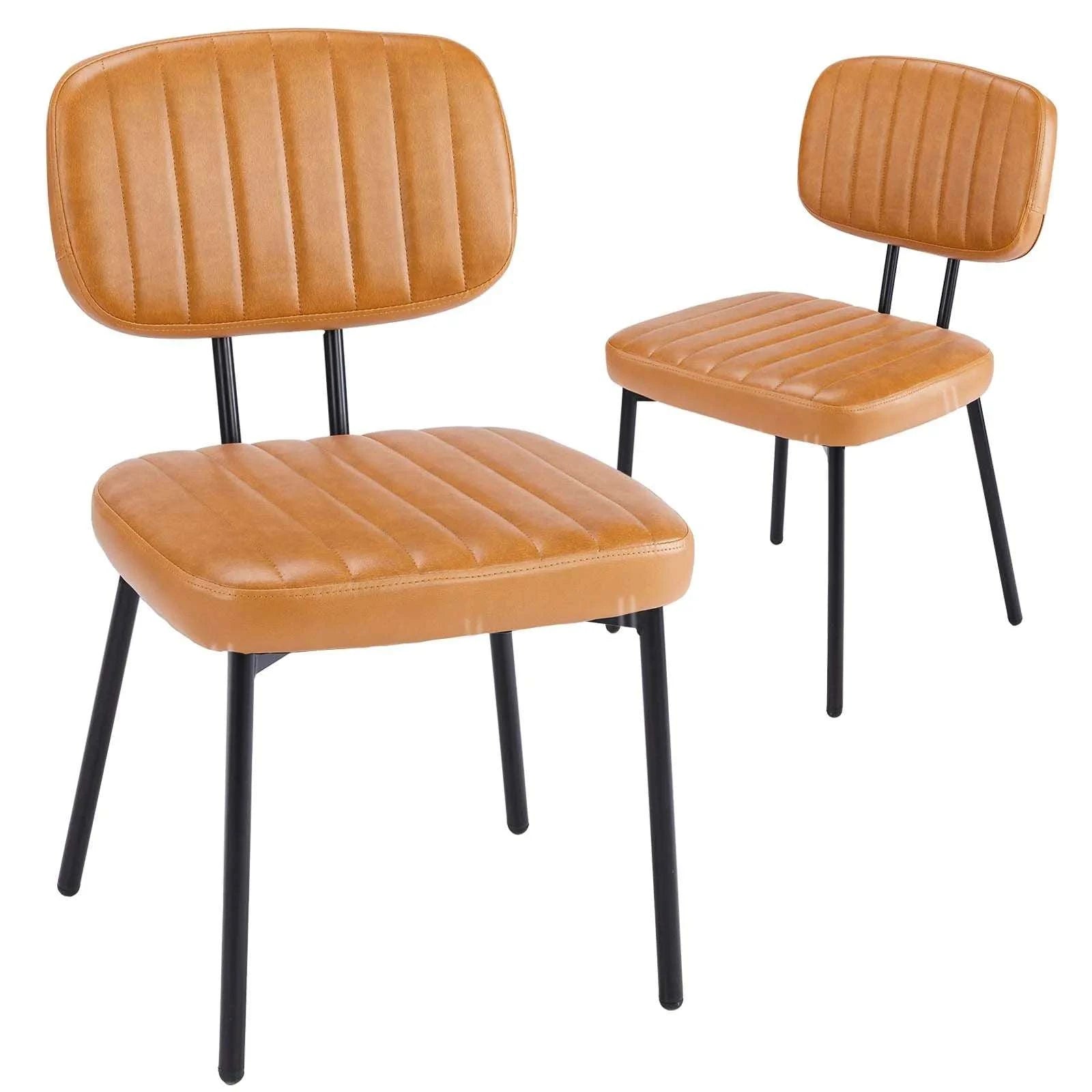 Ergonomic PU Leather Dining Chairs Set of 2 with Lumbar Support-black / United States
