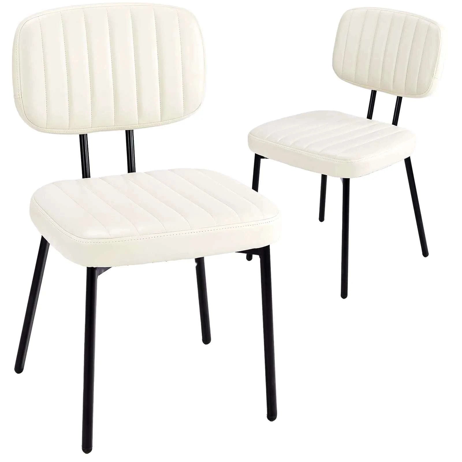 Ergonomic PU Leather Dining Chairs Set of 2 with Lumbar Support-black / United States