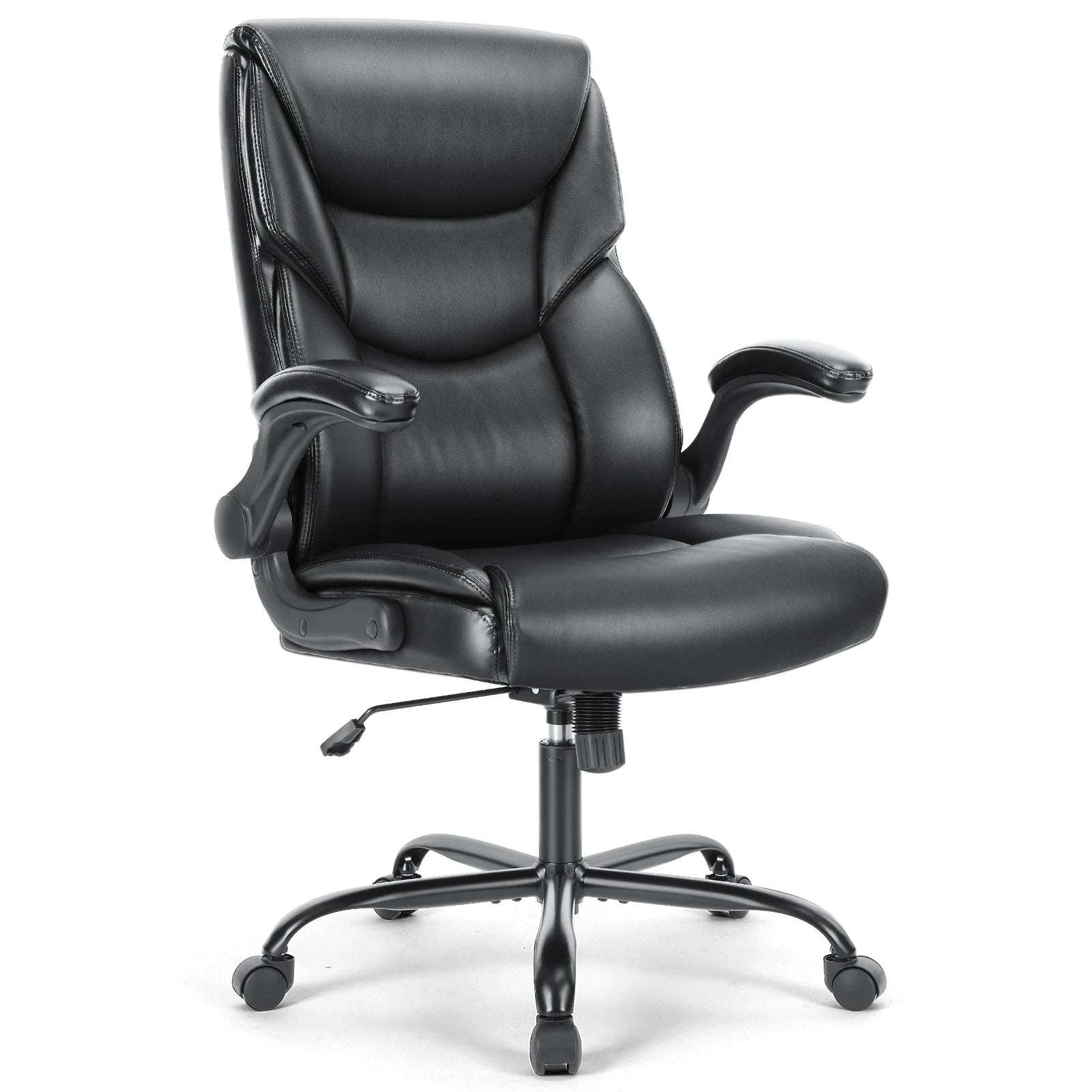 Ergonomic PU Leather Gaming Office Chair with Lumbar Support-Fixed handrails BN / United States