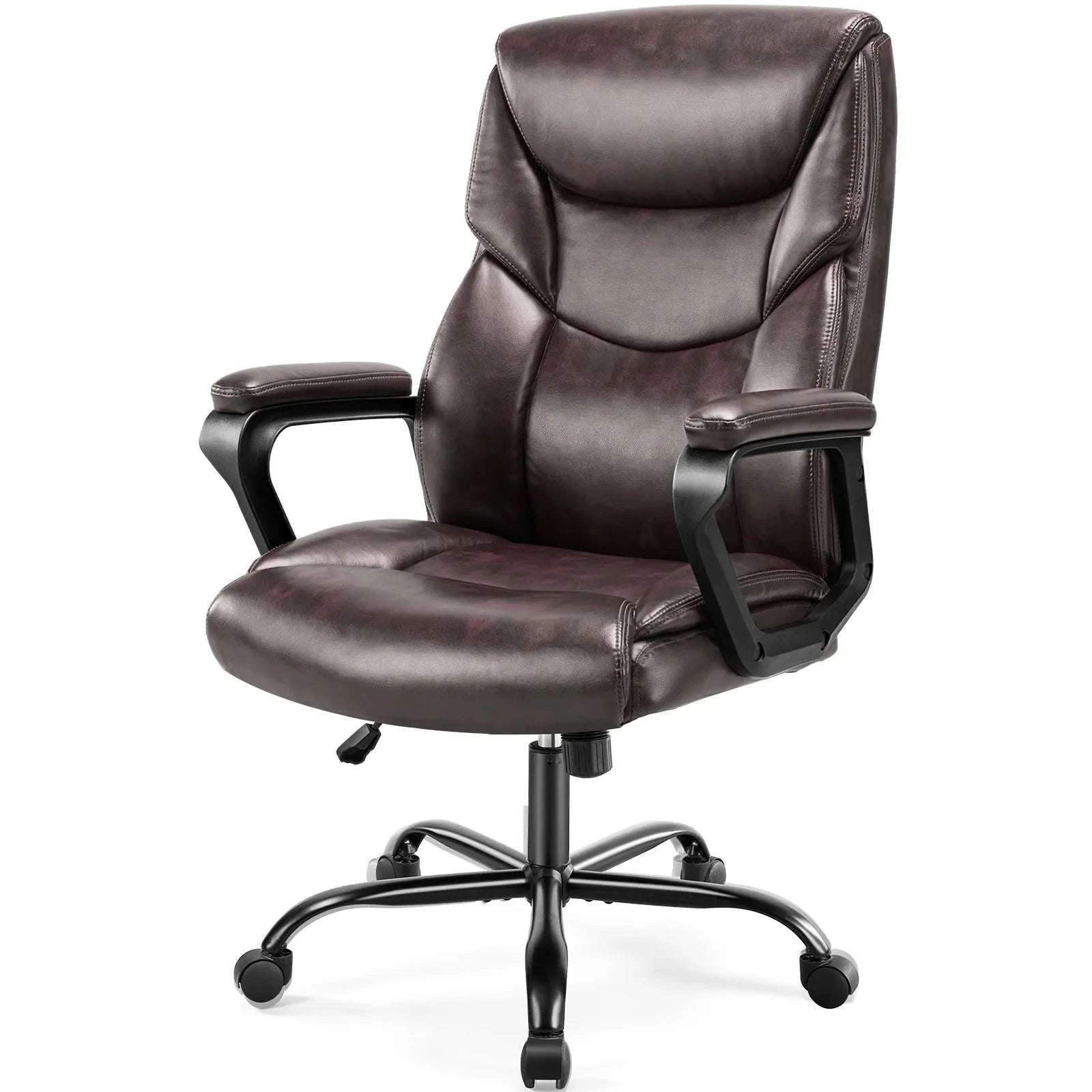 Ergonomic PU Leather Gaming Office Chair with Lumbar Support-Fixed handrails BN / United States
