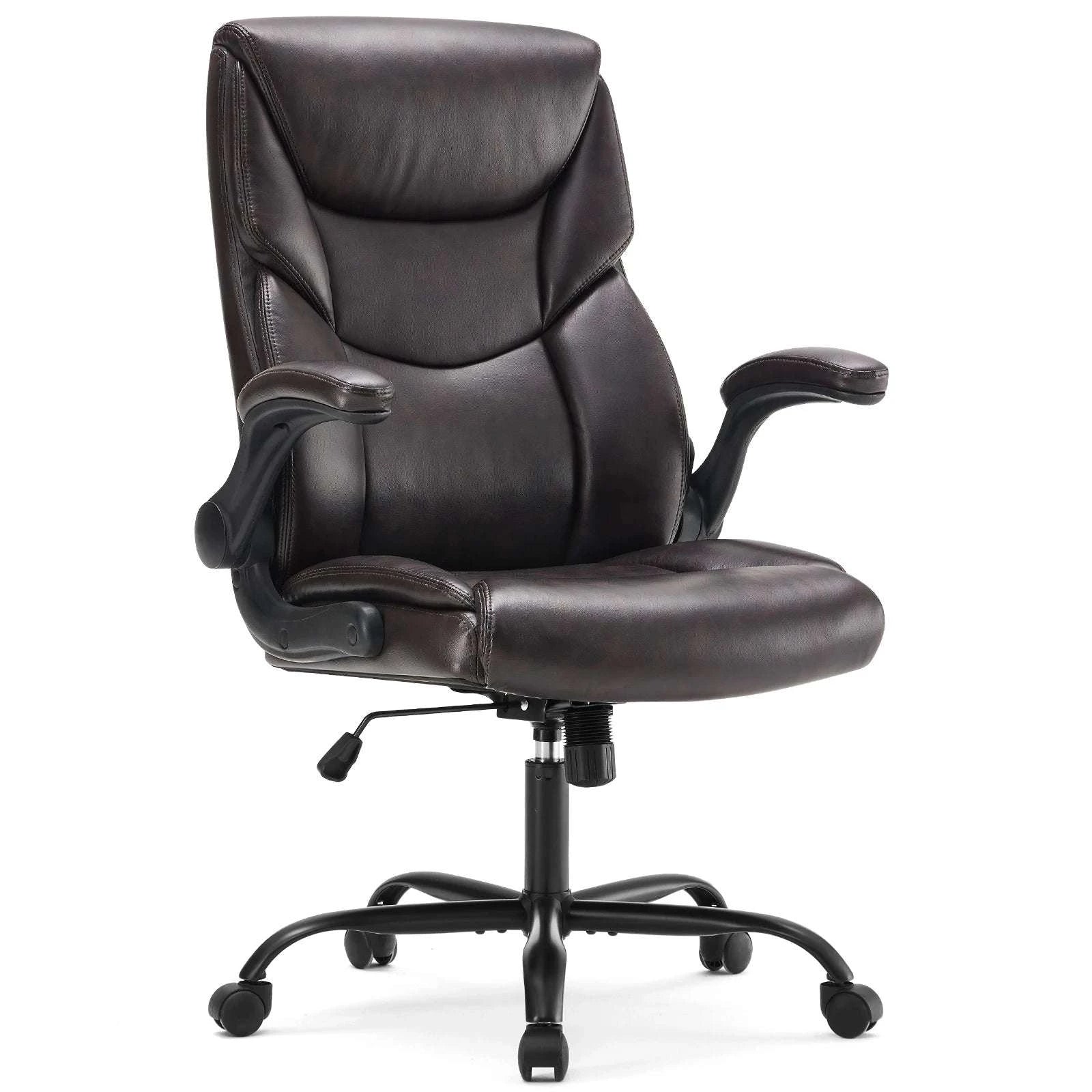 Ergonomic PU Leather Gaming Office Chair with Lumbar Support-Fixed handrails BN / United States