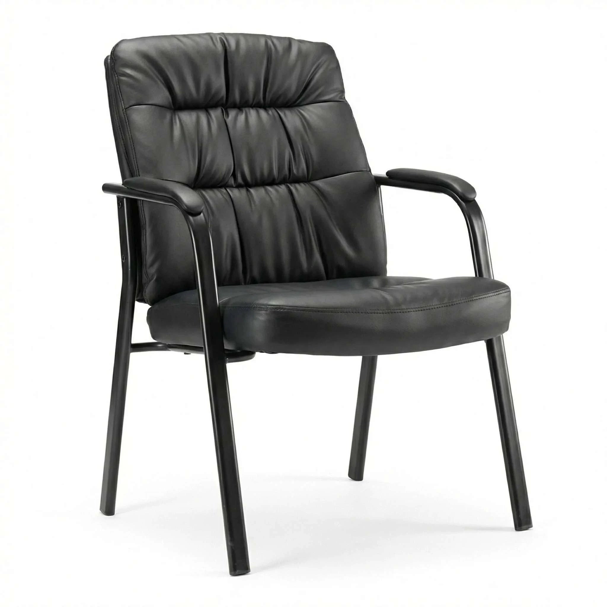 Ergonomic PU Leather Office Chair with Lumbar Support 500lb Capacity-black / United States