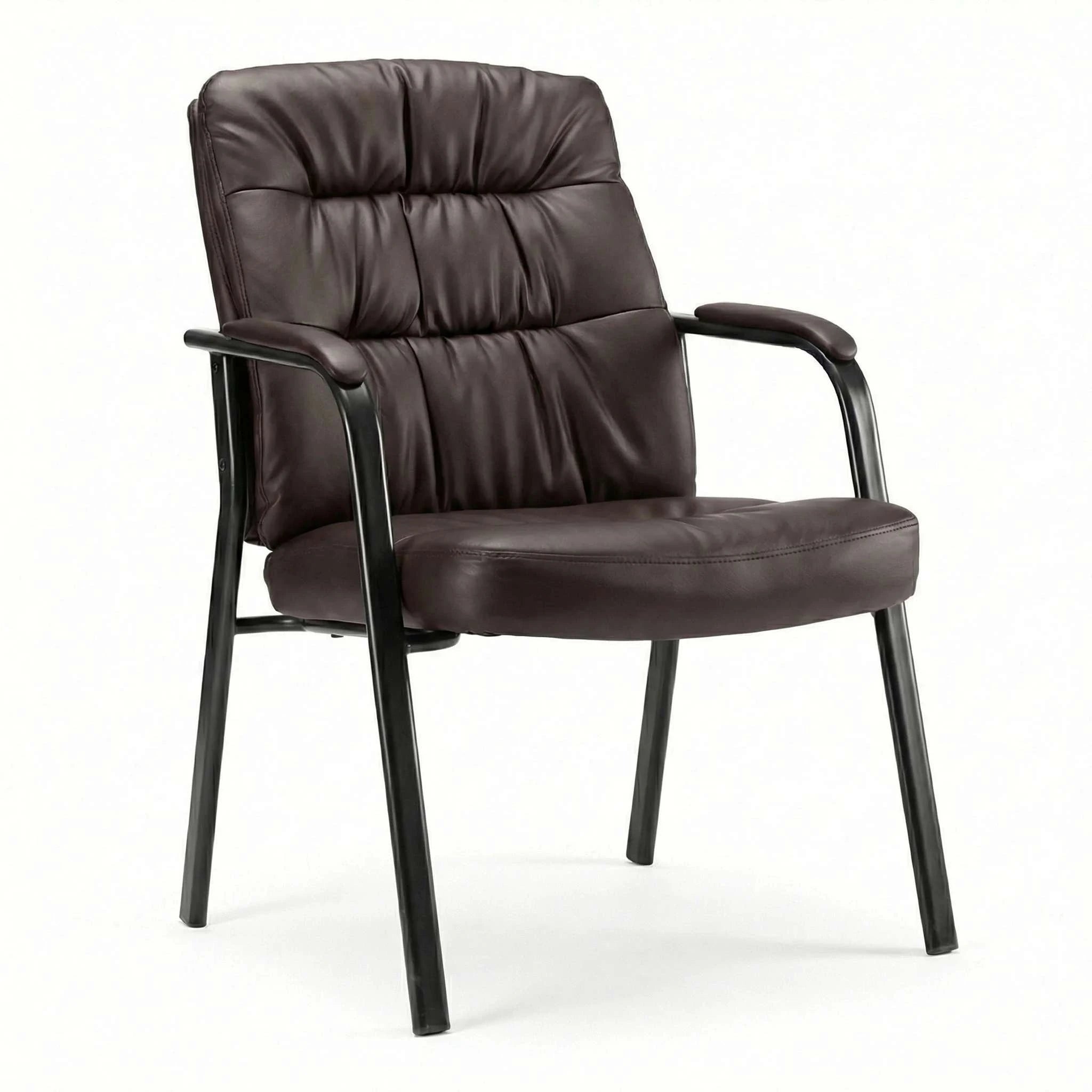 Ergonomic PU Leather Office Chair with Lumbar Support 500lb Capacity-black / United States
