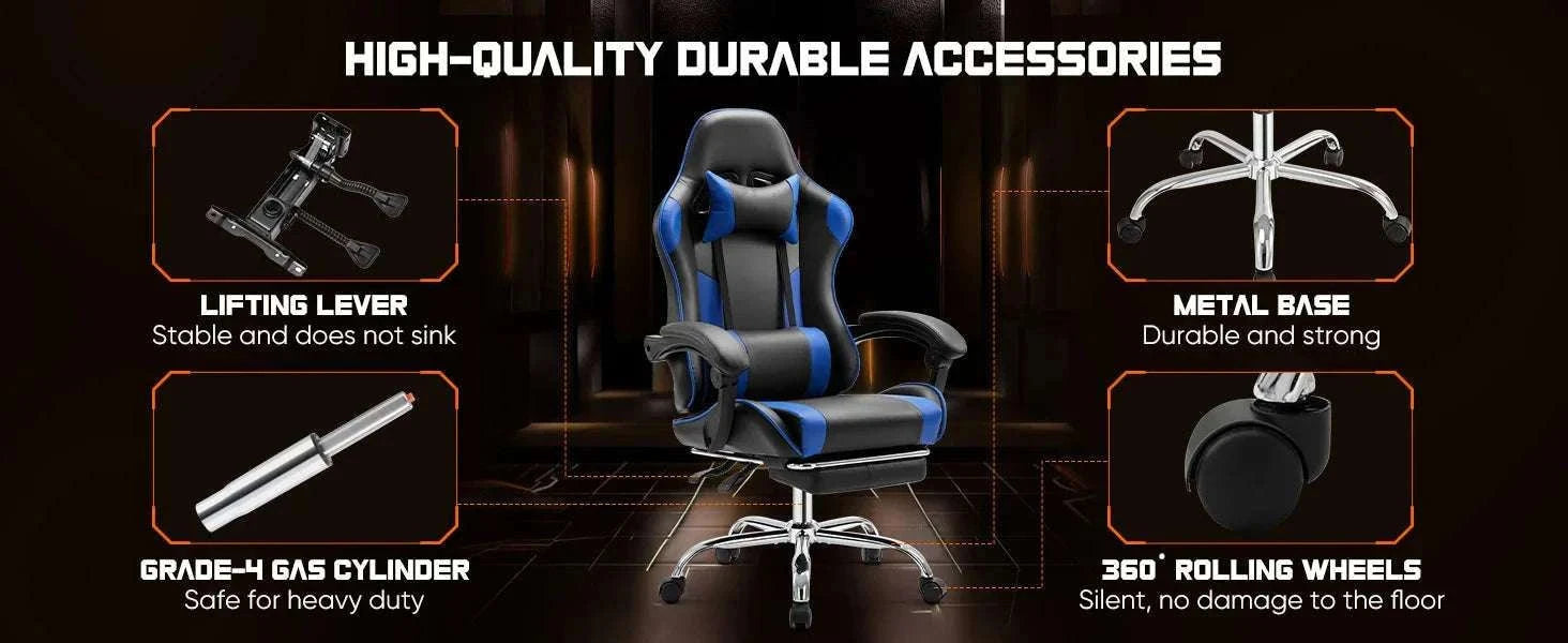 Ergonomic Racing Gaming Chair with Lumbar Support and Flip-Up Arms-