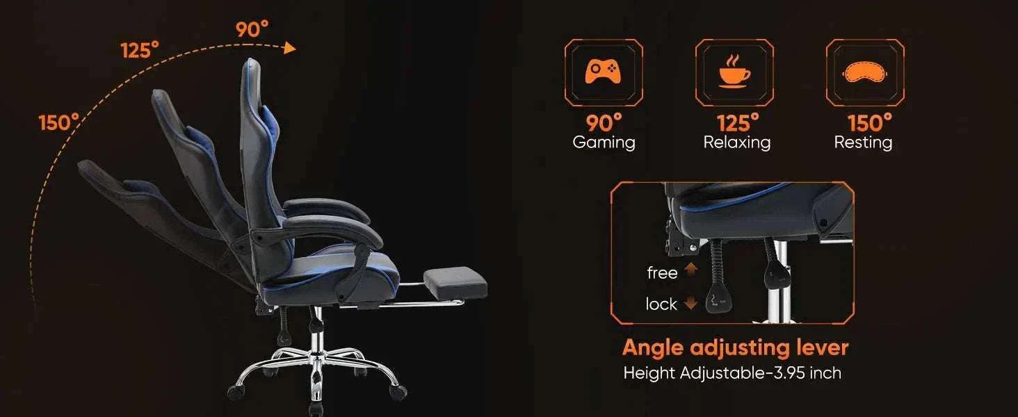 Ergonomic Racing Gaming Chair with Lumbar Support and Flip-Up Arms-Red / United States