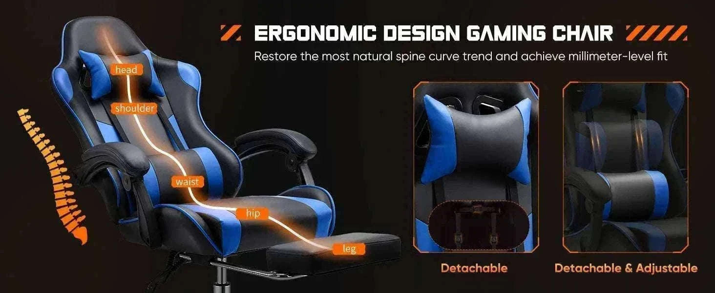 Ergonomic Racing Gaming Chair with Lumbar Support and Flip-Up Arms-Red / United States