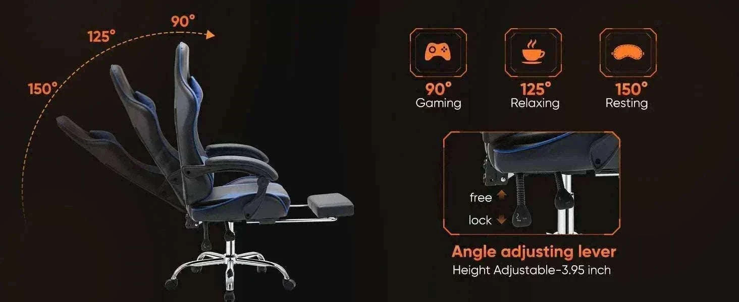 Ergonomic Racing Gaming Chair with Lumbar Support and Flip-Up Arms-Red / United States