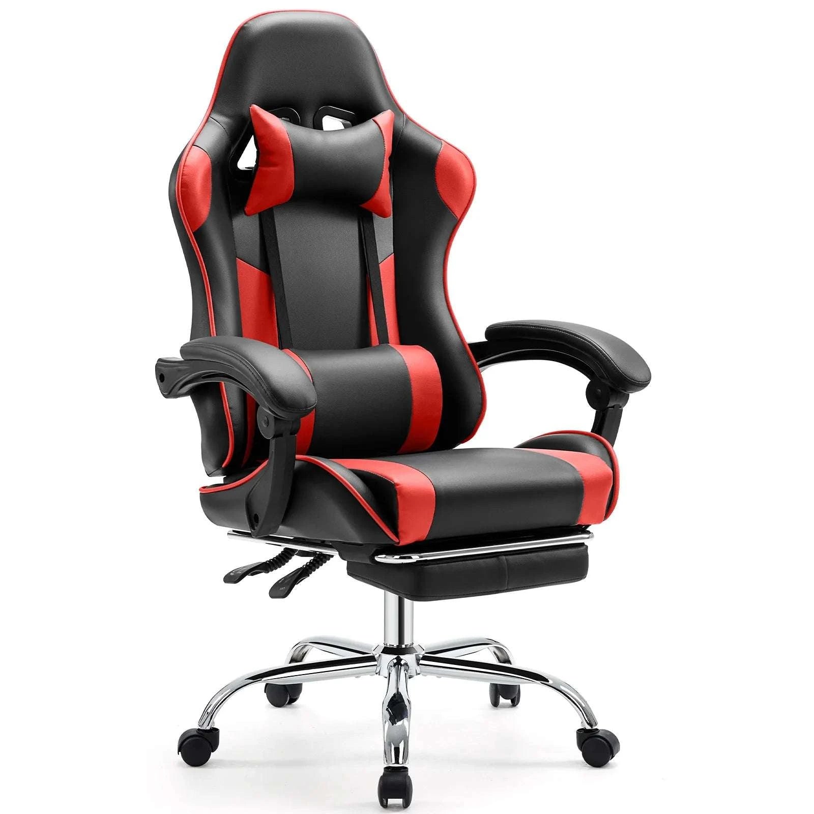 Ergonomic Racing Gaming Chair with Lumbar Support and Flip-Up Arms-Red / United States