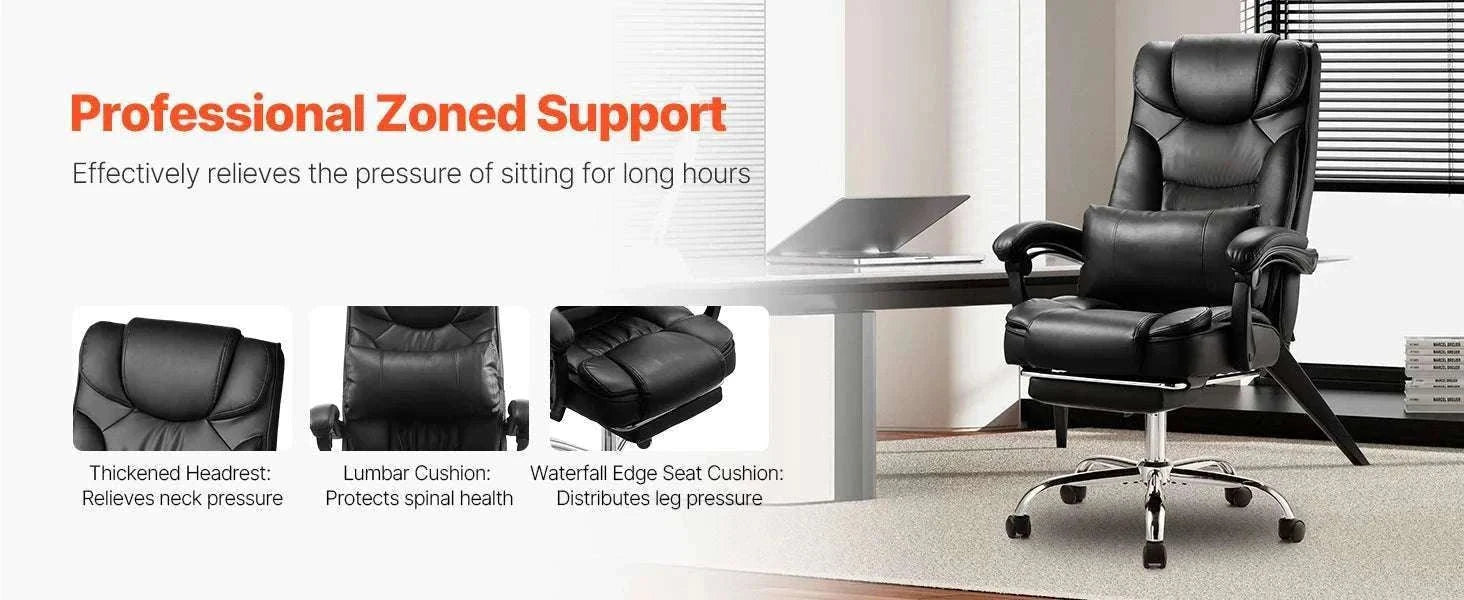 Ergonomic Reclining Office Chair with Footrest & 300lb Support-400lb Footrest Brown / United States