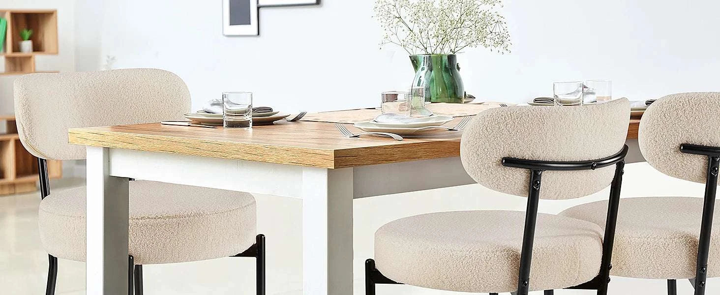Ergonomic Round Dining Chairs Set of 2 with Cushioned Seat-LIGHT GRAY / United States
