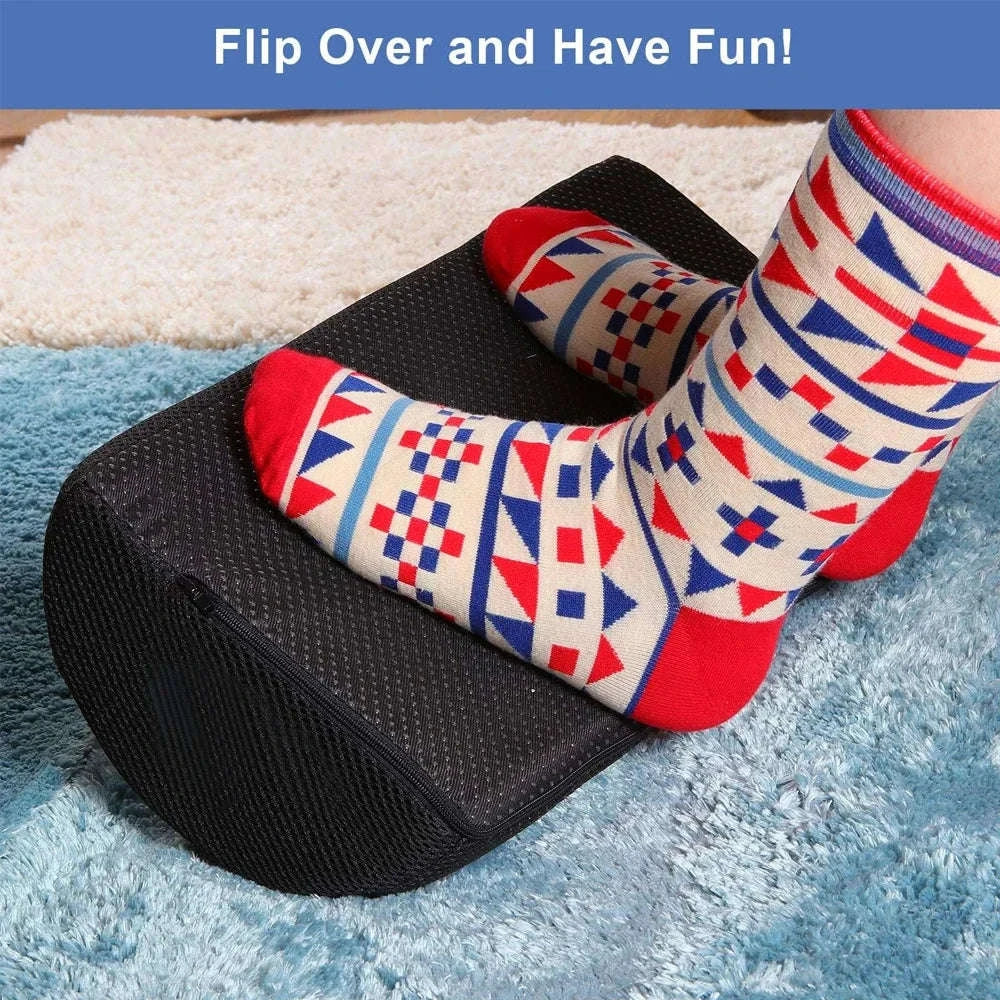 Ergonomic Under-Desk Foot Rest with Memory Foam Support-Water droplet-Black