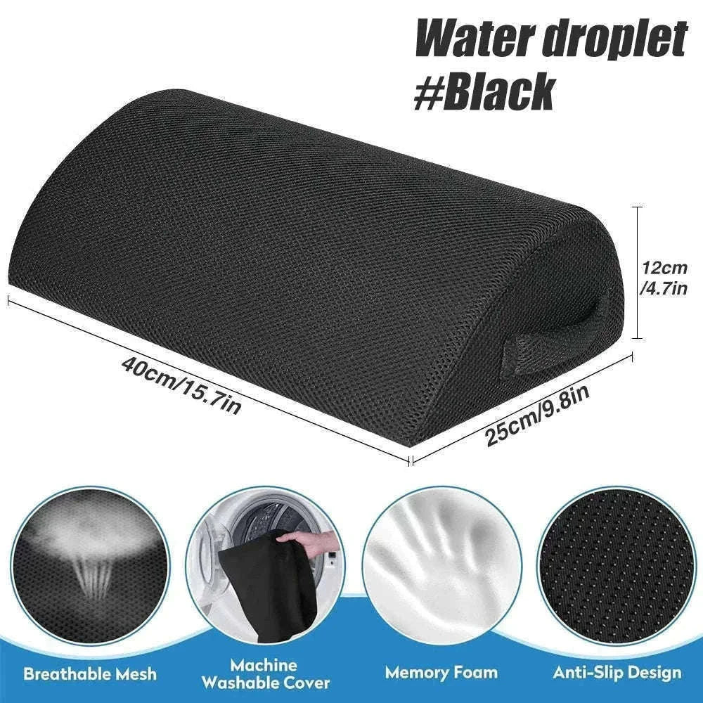 Ergonomic Under-Desk Memory Foam Foot Rest Support-Water droplet-Black