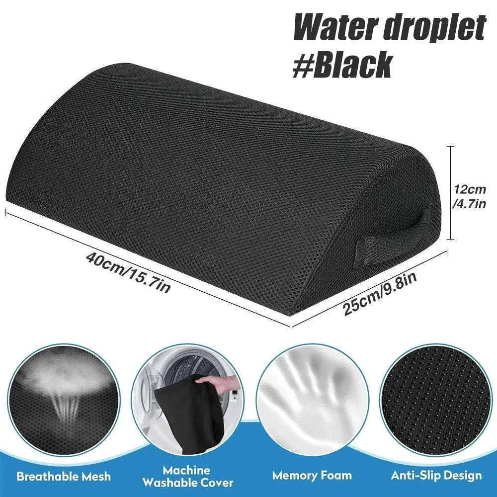 Ergonomic Under-Desk Memory Foam Foot Rest Support-Water droplet-Black