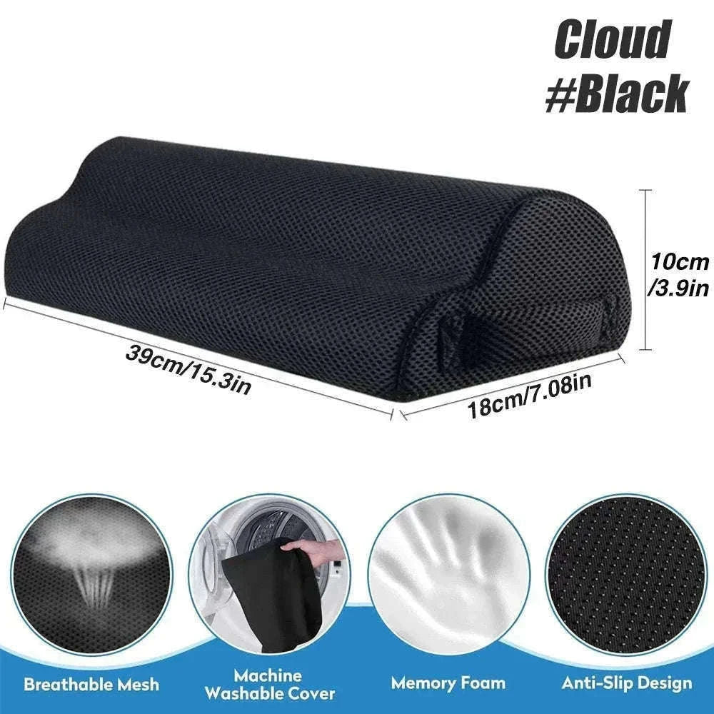 Ergonomic Under-Desk Memory Foam Foot Rest Support-Water droplet-Black