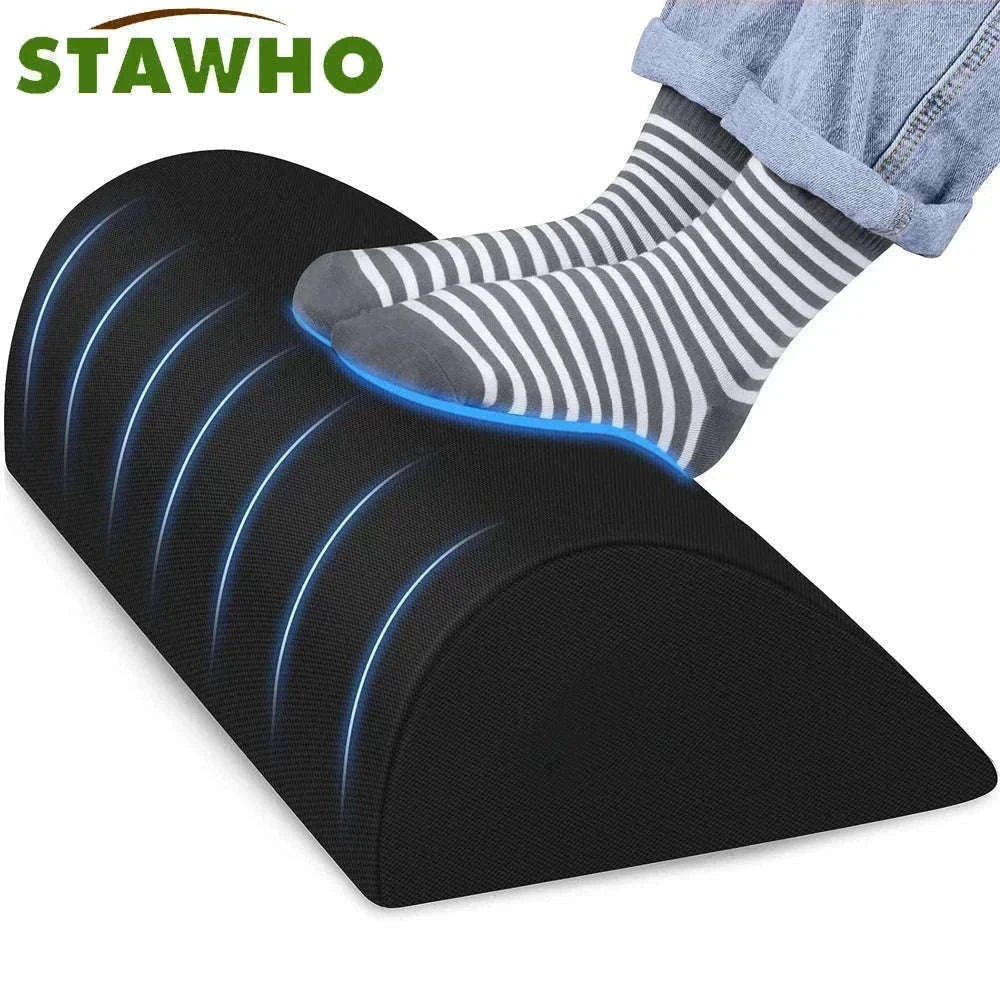 Ergonomic Under-Desk Memory Foam Foot Rest Support-Water droplet-Black
