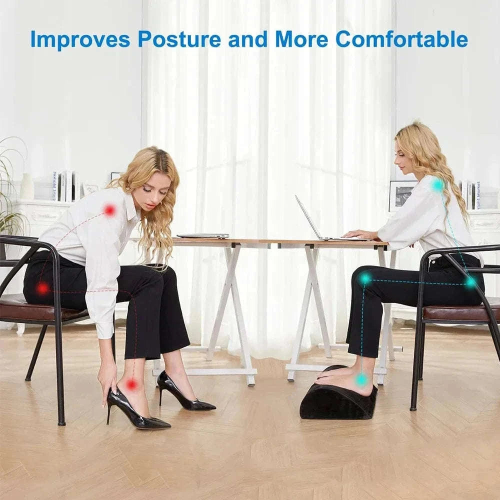 Ergonomic Under-Desk Memory Foam Foot Rest Support-Water droplet-Black
