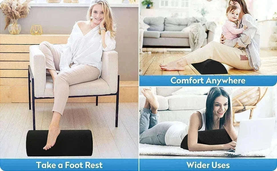Ergonomic Under-Desk Memory Foam Foot Rest Support-Water droplet-Black