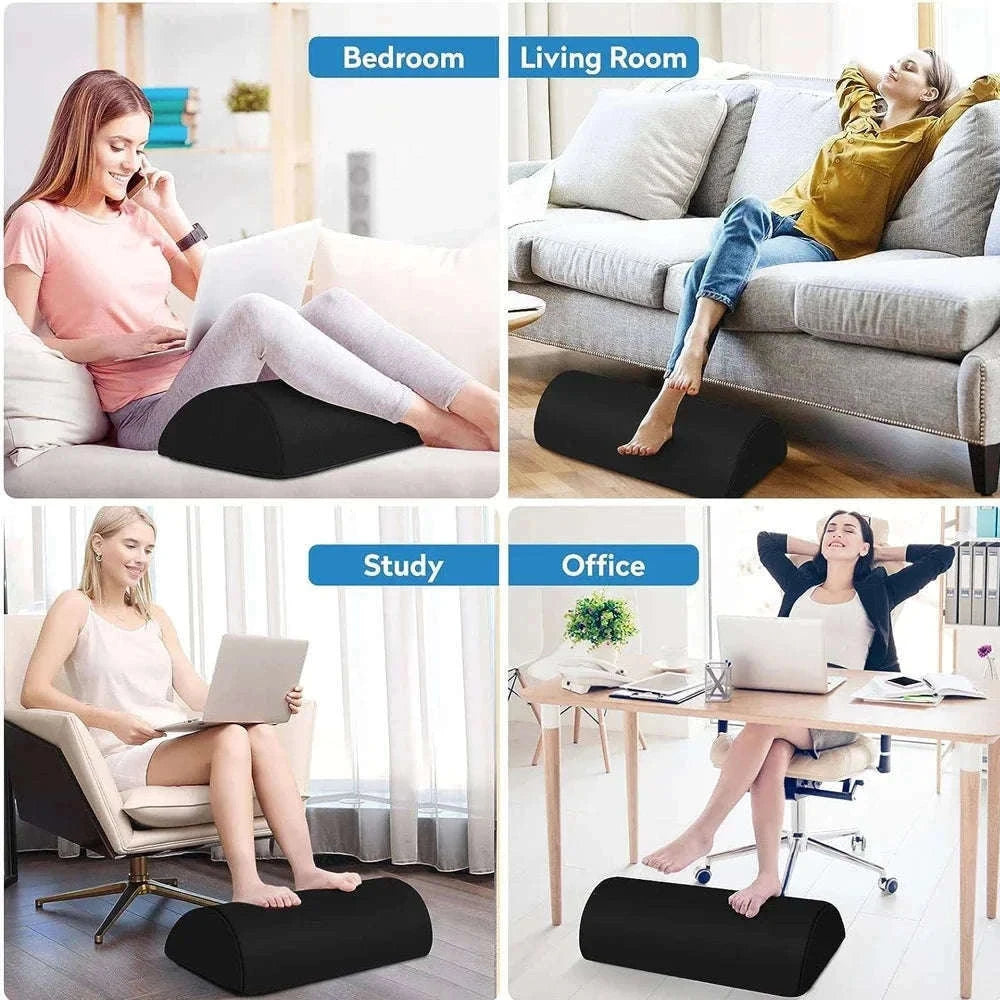 Ergonomic Under-Desk Memory Foam Foot Rest Support-Water droplet-Black