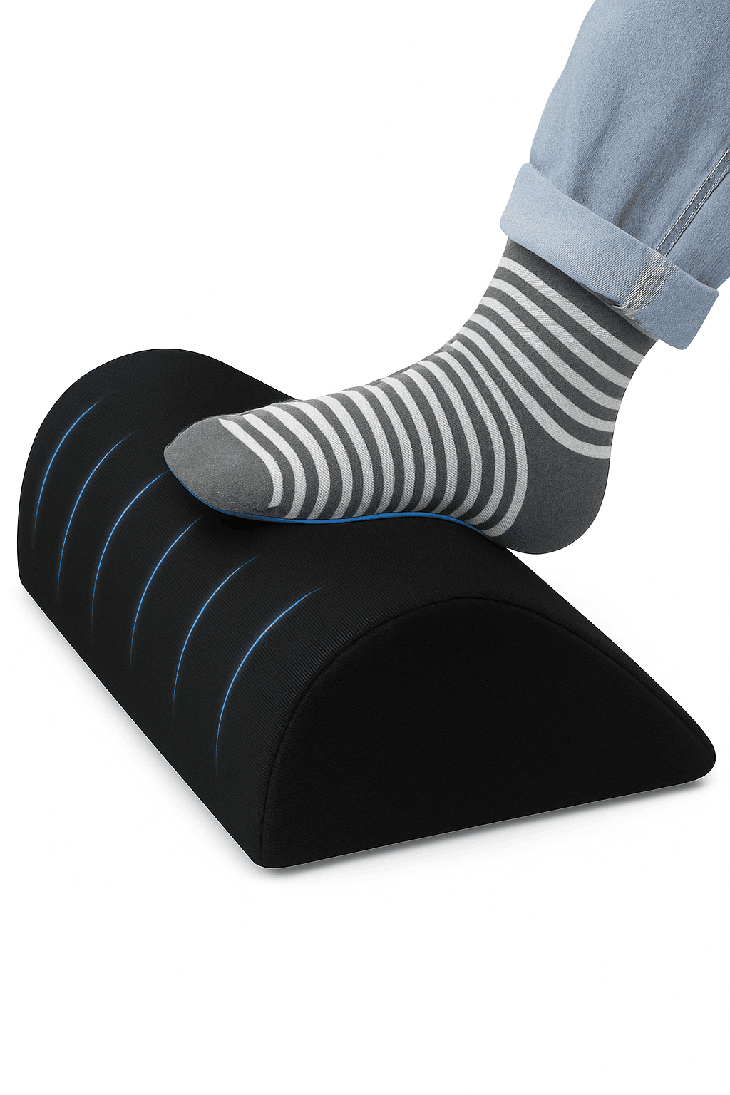 Ergonomic Under-Desk Memory Foam Foot Rest Support-Water droplet-Black