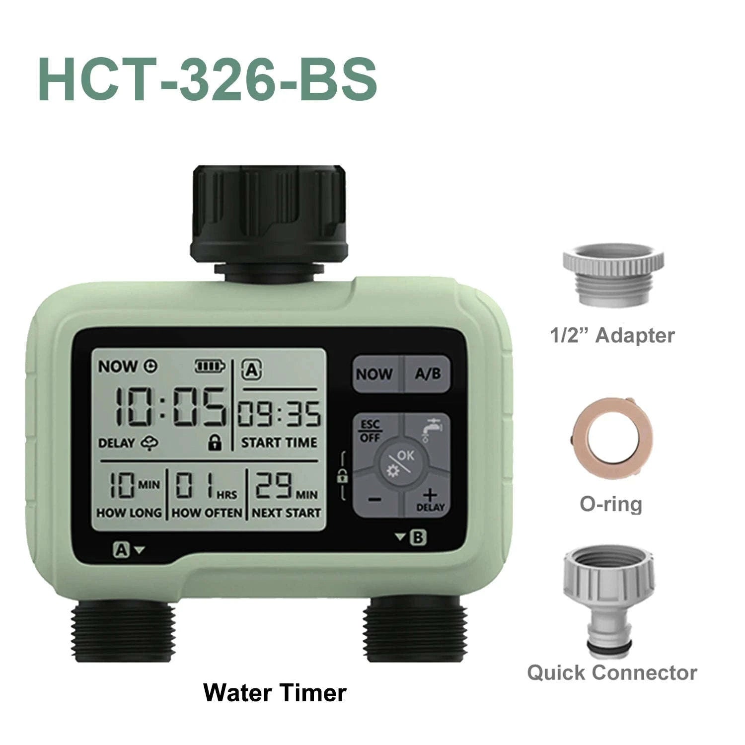 Eshico HCT-326 2-Outlet Water Timer for Precise Outdoor Irrigation-HCT-326-UN / United States