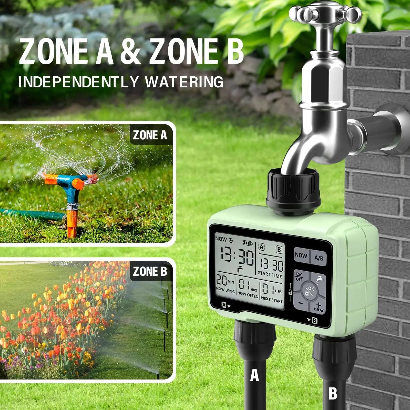 Eshico HCT-326 2-Outlet Water Timer for Precise Outdoor Irrigation-HCT-326-UN / United States