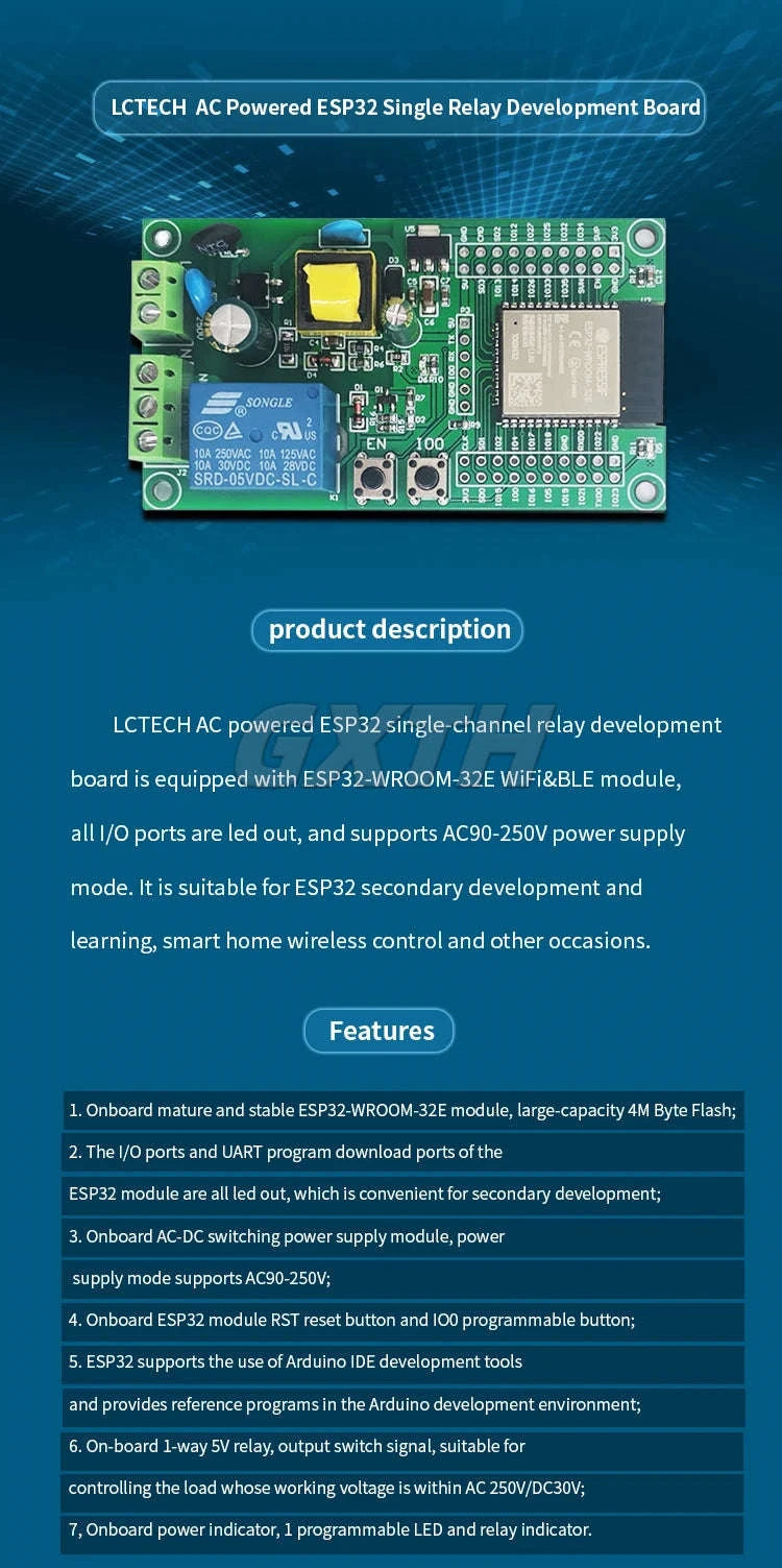 ESP32 WiFi Bluetooth Relay Module Board-DC5-30V 8 channel