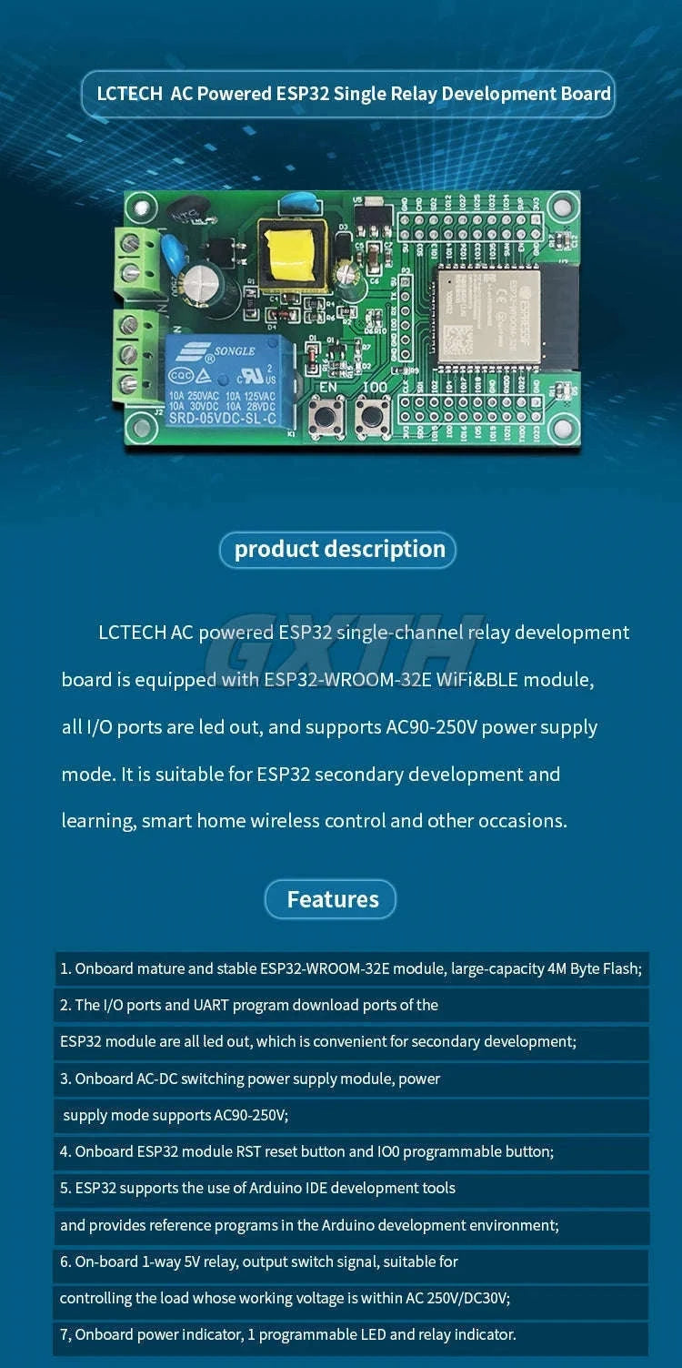 ESP32 WiFi Bluetooth Relay Module Board for Smart Automation-DC5-30V 8 channel
