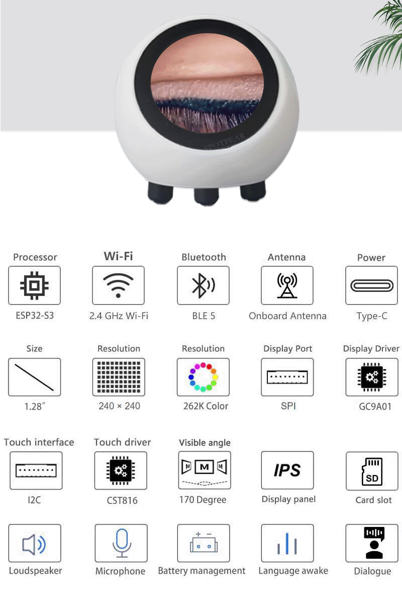 espHome Assistant Compatible XiaoZhi AI Voice Chat Robot Ball-With-Touch-With-BAT
